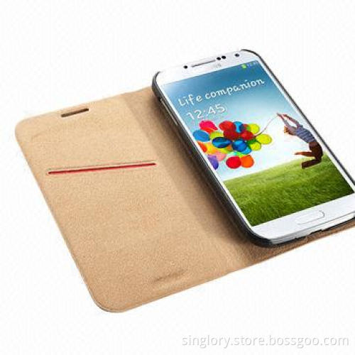 PU Leather Smart Cover for Samsung Galaxy S4, with Standing Function and Credit Card Slot